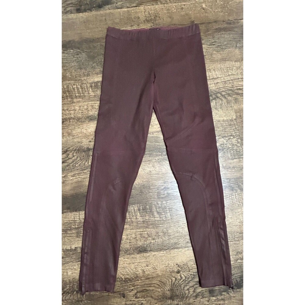 David Lerner Moto Leggings L‎ Burgundy Oxblood Stretch Zip Ankle Made in USA - Picture 2 of 12